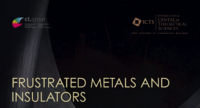 Veranstaltungsbanner mit dem Titel frustrated Metals and Insulators und Logos von ct.qmat und ICTS.